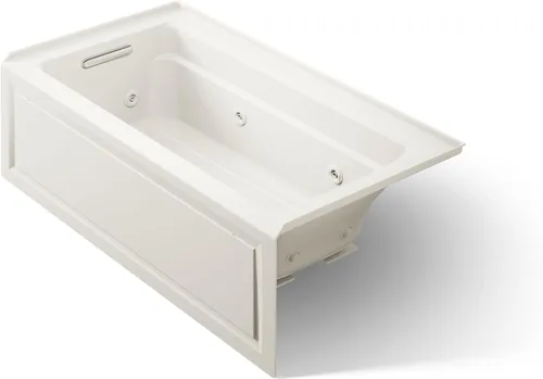 KOHLER K-1122-HL-96 Archer Alcove Bañera de hidromasaje con delantal integral, brida de azulejos, calentador y drenaje izquierdo, 60 x 32"