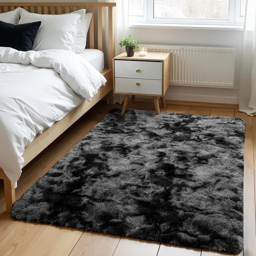Miniatura 9 de Zentavio Alfombras de área para sala de estar, alfombras grises para dormitorio, alfombra de 4 x 6, alfombra mullida, peluda y suave, shag estética