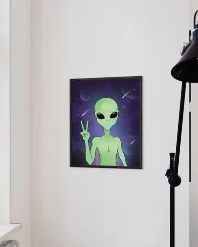 Miniatura 5 de HAUS AND HUES Trippy - Póster de alienígena - Decoración de pared extraterrestre de los años 90, póster estético Trippy para fumetas, retrato