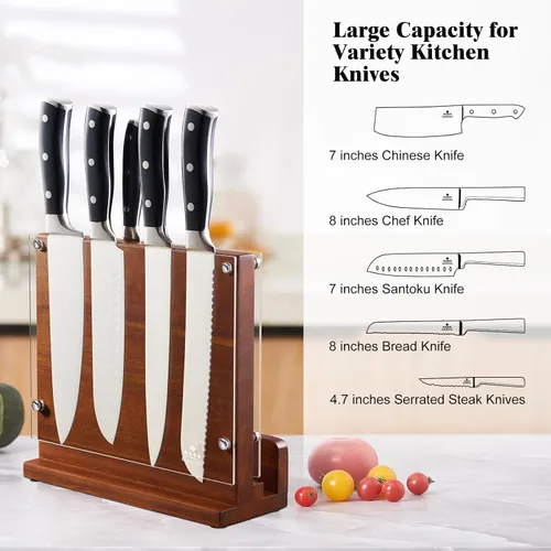 Miniatura 3 de ENOKING Bloque magnético para cuchillos con escudo acrílico, soporte para cuchillos de cocina de doble cara sin cuchillos, organizador universal