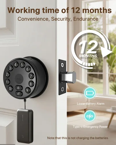 Miniatura 5 de Cerradura de puerta inteligente con huellas dactilares con teclado, control de aplicación, desbloqueo automático, cerrojo electrónico para puerta