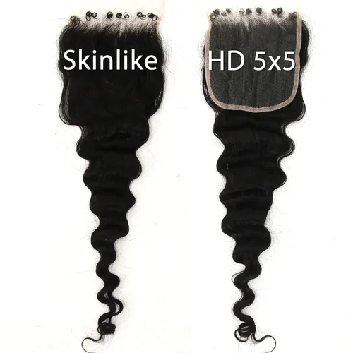 Miniatura 9 de Afro Kinky Curly 5x5 HD Cierre de encaje prearrancado con borde rizado de bebé 4B 4C, cierre de encaje HD de cabello humano transparente