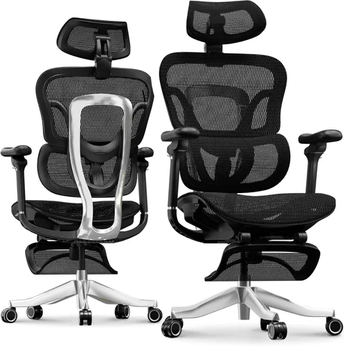 Miniatura 19 de FLEXISPOT ErgoX Premium - Silla de Oficina Ergonómica Premium con Reposapiés - Reposabrazos 3D Ajustables, Soporte Lumbar Dinámico, Función de Crema