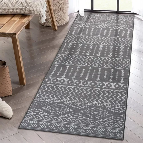 Miniatura 18 de Art&Tuft Alfombra de área de 8 x 10 pies, súper suave, ultrafina, marroquí, lavable, antideslizante, para sala de estar, plegable, geométrica, Gris