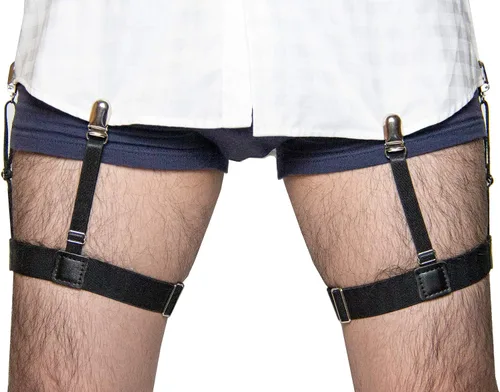Estancias de camisa para hombre, soportes para camisas, ligas de camisa, 1 par para hombres y mujeres (negro mágico), Negro -