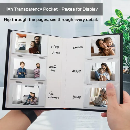 Miniatura 4 de Álbum de fotos de 180 bolsillos para cámara Fujifilm Instax Mini, álbum de fotos con espacio de escritura para Polaroid, cubierta de cuero, foto