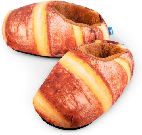 Coddies Mocasines Pantuflas de pan, pantuflas de felpa novedosas, regalo divertido, agarre antideslizante Hombres, mujeres y niños