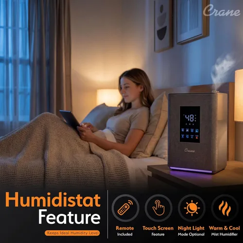 Miniatura 3 de Crane Humidificador de niebla cálida y fría de 4.5L, humidificador ultrasónico de llenado superior para habitación grande, dormitorio, guardería