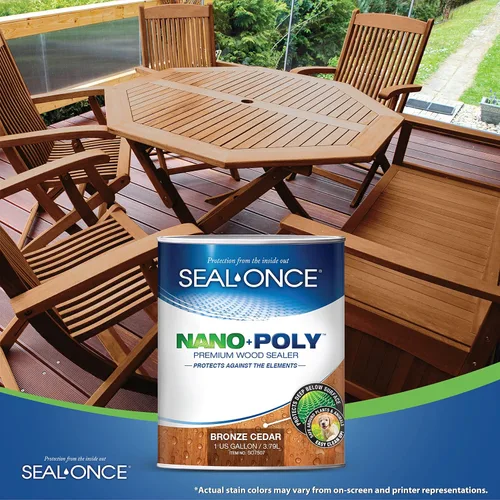 Miniatura 7 de Sellador Seal-Once Nano+Poly de madera penetrante con poliuretano, sellador impermeable de alta calidad, 1 galón, cedro bronce Sellador