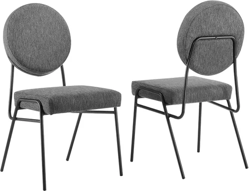 Miniatura 8 de Modway Craft - Juego de 2 sillas laterales tapizadas de tela, color negro carbón