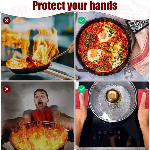 Miniatura 4 de Geiserailie 8 piezas de funda de hierro fundido para mango de sartén resistente al calor, soportes antideslizantes para ollas, asas lavables a