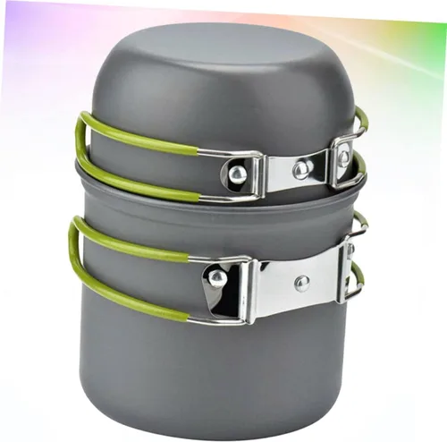 Miniatura 6 de SHOWERORO Aleación de aluminio portátil al aire libre vajilla camping senderismo supervivencia estufa utensilios de cocina antiadherente olla olla