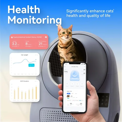 Miniatura 2 de CATLINK - Caja de arena automática para gatos autolimpiante, color gris, caja de arena robótica con monitoreo de salud, hogares con varios gatos
