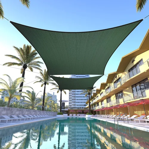 ColourTree TAPR1620 Toldo tipo vela de tamaño personalizado de 6 x 6 pies, color verde, bloqueo UV, UPF50, rectangular, estándar comercial,