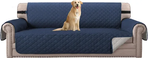 Miniatura 43 de H.VERSAILTEX Funda de sofá resistente al agua para sofá de 3 cojines, reversible, protector de muebles acolchado con correa elástica, funda de sofá
