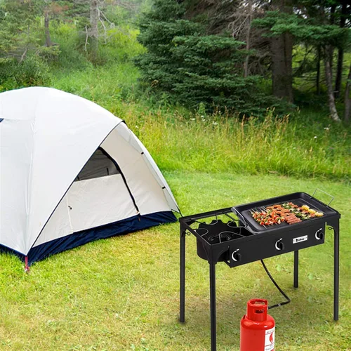Miniatura 7 de Estufa de quemador de propano, cocina de gas propano, estufa de campamento al aire libre, quemador de propano de alta presión, regulador PSI