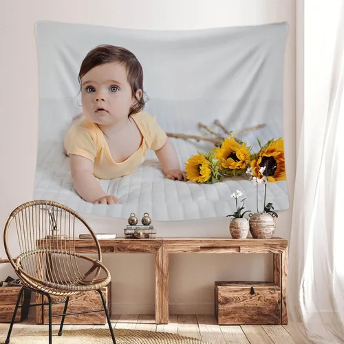 Miniatura 4 de Mocsicka Pancartas y letreros personalizados para cargar imágenes de tapiz personalizado para dormitorio (negro, 60 x 60 pulgadas, cuadrado)