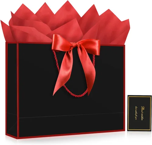 Miniatura 13 de JMANNI Bolsas de regalo, 3 piezas de tamaño mediano con cinta de lazo, bolsa de regalo de papel portátil, patrón de mármol, para cualquier ocasión