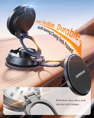 Miniatura 8 de SUPERONE Cargador de coche MagSafe, cargador de coche inalámbrico magnético de carga rápida de 15 W [88+LBS Ultra succión y 2800gf magnético fuerte]