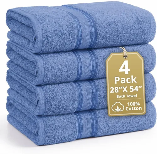 Miniatura 43 de Lane Linen Juego de 4 toallas de baño de 100 % algodón (35 x 66 pulgadas), juego de toallas de baño extragrandes de algodón sin torsión, secado Gris