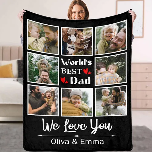 Manta personalizada para padre con foto, regalos personalizados para papá, papá, abuelo, papá, cumpleaños, Navidad Papá Estilo 7
