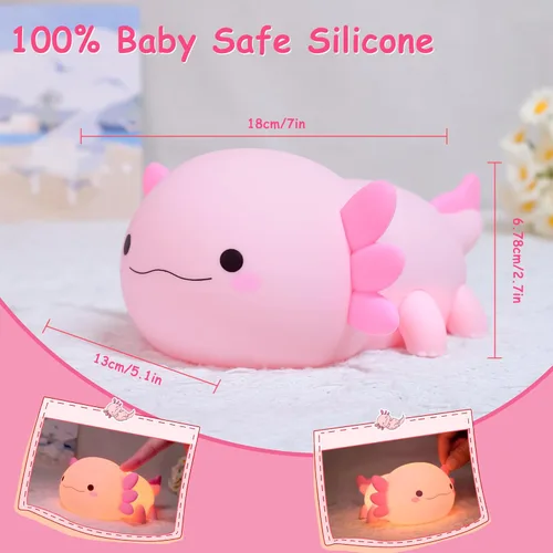 Miniatura 6 de Ammonite Axolotl Gifts, Luz Nocturna de Axolotl para Niños - Lámpara LED Táctil de Silicona Suave y Linda, Navidad Cumpleaños, Decoración Kawaii