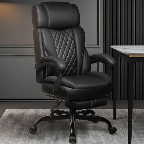 Miniatura 2 de Silla de oficina ejecutiva de cuero, silla de oficina grande y alta con reposapiés, sillas de escritorio de oficina en casa, silla de escritorio