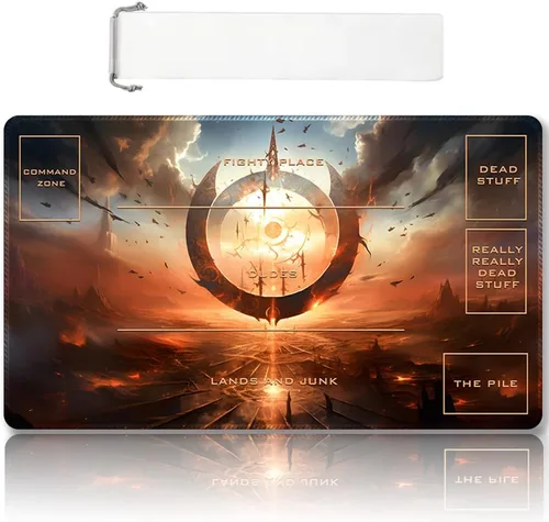 Miniatura 8 de Tapete de juego MTG cosido de alta calidad con zonas y respaldo de goma antideslizante, tapete de juego TCG para MTG y otros juegos de cartas, Dkt