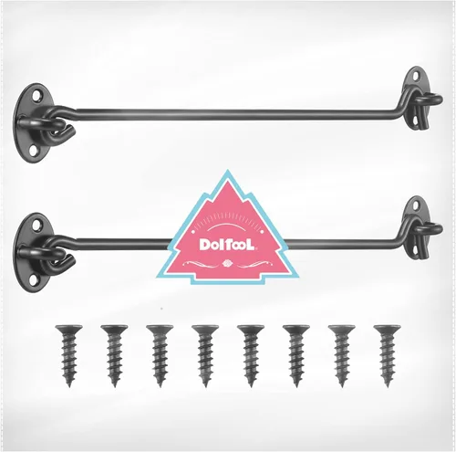 Miniatura 7 de DOITOOL 2 pestillos de gancho y ojal de 12 pulgadas, color negro, resistente, acero inoxidable sólido, para cercas de madera o puertas de metal