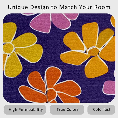Miniatura 4 de Purple Flower Rugs for Living Room 7x8, Retro Floral Bedroom Carpet, Vintage 70s Bohemian Pattern Design Area Rug, Washable Non Slip Soft Area