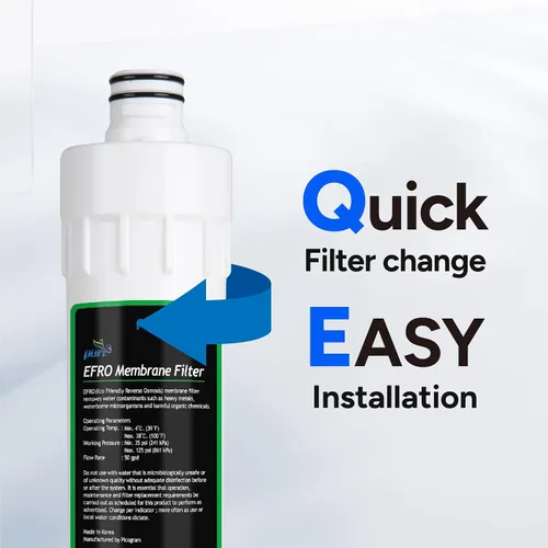 Miniatura 3 de Filtro de reemplazo de membrana Puri-3 EFRO para reducir TDS, proporcionando filtración de ósmosis inversa de flujo de permeado