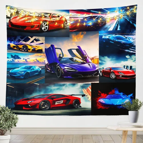 Miniatura 26 de Tapiz de juegos para niños pequeños de 51 x 59 pulgadas, tapices de decoración de sala de juegos para adolescentes, consola de juegos para niños