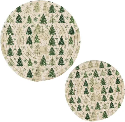 Miniatura 41 de Salvamanteles para platos calientes, ollas y sartenes, 2 soportes para ollas, resistentes al calor, de algodón, redondos, para encimera de cocina