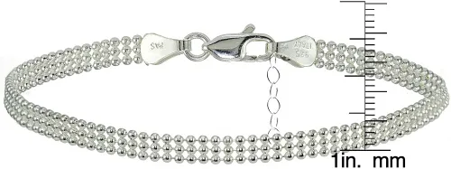Miniatura 3 de Tobillera de plata de ley con diseño de malla de Hoops & Loops