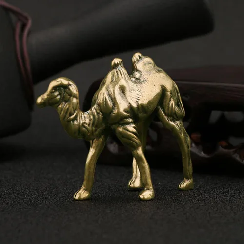 Miniatura 6 de Garneck Decoración de mesa de camello de latón Escultura de camello de cobre, figura de camello de latón, escultura de animales de latón, riqueza