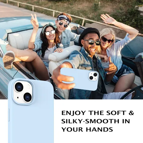 Miniatura 5 de Telaso Funda compatible con iPhone 13, silicona líquida de gel suave para iPhone 13, funda delgada con forro de microfibra a prueba de golpes, Azul