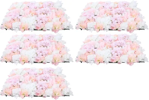 Paneles de pared de flores artificiales, 5 piezas de 16 x 24 pulgadas, flores rosas florales para decoración de fondo, para dormitorio, boda, fiesta