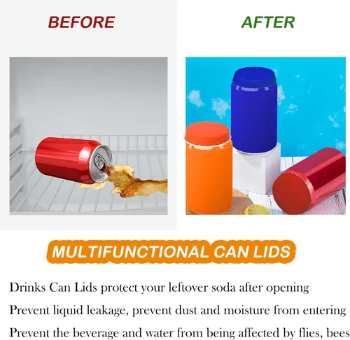 Miniatura 3 de Juego de 6 tapas de latas de soda, tapas de silicona para latas de soda, protector de latas de bebidas coloridas reutilizables, tapa de soda a