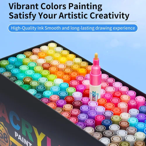 Miniatura 6 de Guangna Marcadores de pintura acrílica, bolígrafo de pintura acrílica, resistente al agua y de alta saturación, ideal para madera, metal, plástico