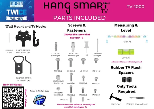 Miniatura 4 de HangSmart TV® - Soporte de pared sin montante, original y patentado, fácil instalación, bricolaje para televisores de 19 a 100 pulgadas, soporta