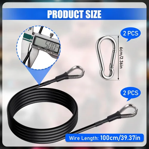 Miniatura 2 de TOBWOLF Gym Cable Extension, Fitness Extension Rope Attachment Compatible with Home Gym Accessories Thick 0.2", Replacement Gym Cable Machine