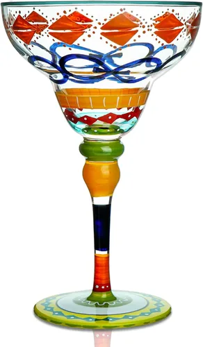 YY Vidrio Margarita pintado a mano, colección marroquí, cristalería pintada a mano por artistas, vasos de Margarita únicos y decorativos, decoración