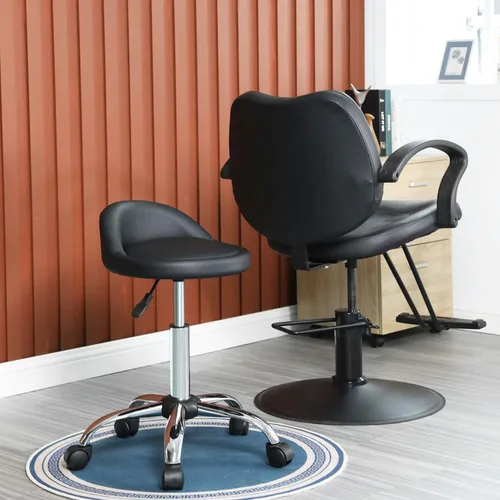 Miniatura 4 de PayLessHere Taburete giratorio de pedicura ajustable en altura, silla de salón de dibujo ajustable con respaldo cojín de PU para tienda de tatuajes