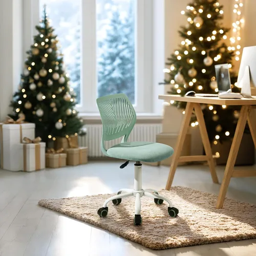 Miniatura 3 de FurnitureR Silla de escritorio para adolescentes, niños y niñas, silla de tareas con malla transpirable y polipropileno con respaldo medio, altura