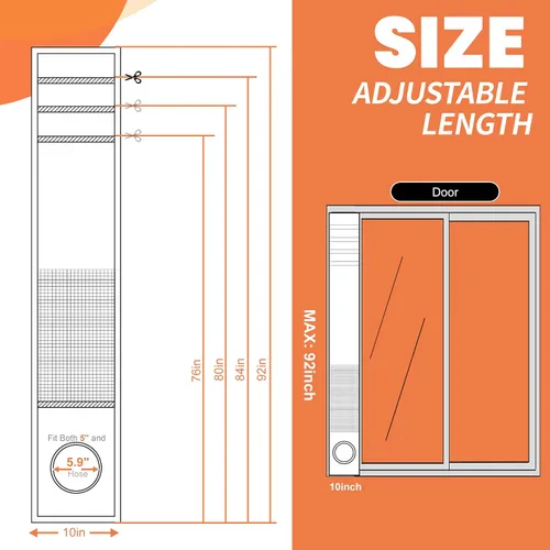 Miniatura 2 de GCGOODS Kit de ventilación de puerta de CA con protector de hojas de malla para aire acondicionado portátil, kit de sellado de ventana