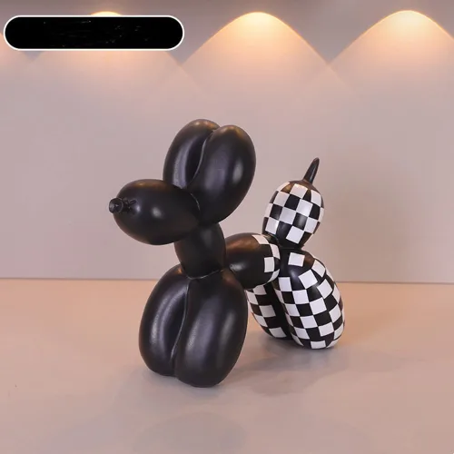 Miniatura 8 de Lindo globo de resina para perro, estatua de animales, adornos para decoración del hogar (negro)