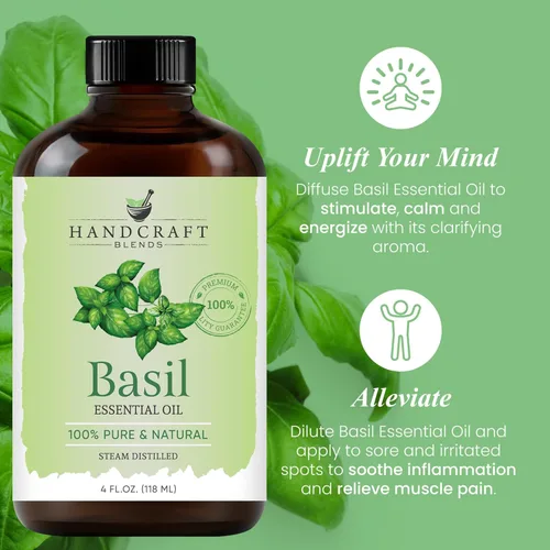 Miniatura 4 de Handcraft Blends Aceite esencial de albahaca – Enorme 4 onzas líquidas – 100% puro y natural – Aceite esencial de alta calidad para difusor