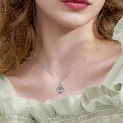 Miniatura 63 de ONEFINITY Collar de plata de ley 925 con diseño de árbol de la vida con colgante de nudo celta de concha de abulón para mujer
