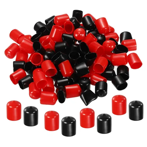 Miniatura 64 de MECCANIXITY 50 unids tapas de goma Surtido de 0.079 in PVC vinilo tornillo rosca protector para tornillo tornillo negro rojo