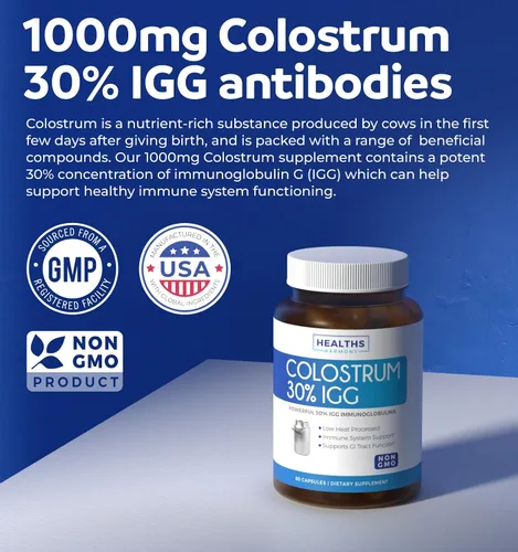 Miniatura 2 de Calostro bovino para mujer – Suplemento de calostro con 1,000 mg por porción e inmunoglobulinas IgG 30% del primer ordeño – Procesado a bajo calor
